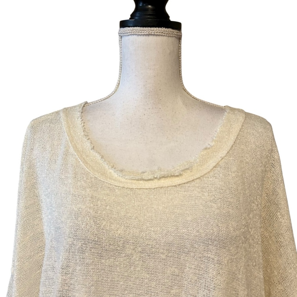 NWT Kye Mi Loose Knit‎ Button and Bow Back Sweater Women’s SZ L in Ivory - Picture 2 of 10